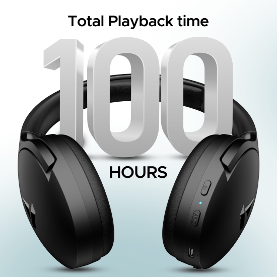 boAt Rockerz 551ANC | Noise Cancelling Wireless Headphone, Upto 100 Hours Playback, 40mm Driver, ENx™ Technology, Custom-tuned EQ Mode Stellar Black