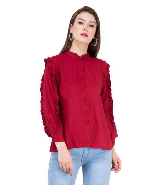 SAAKAA - Maroon Rayon Womens Shirt Style Top ( Pack of 1 ) - M