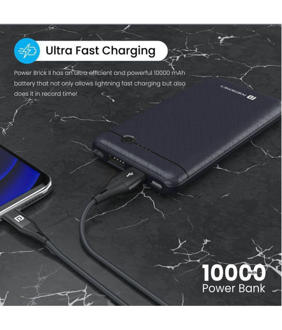 Portronics Power Brick II:10000mAh Power Bank ,D.Blue (POR 1213) - Blue