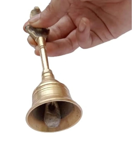 MiiArt Brass Pooja Bell with Stand,pital ki Pooja ghanti