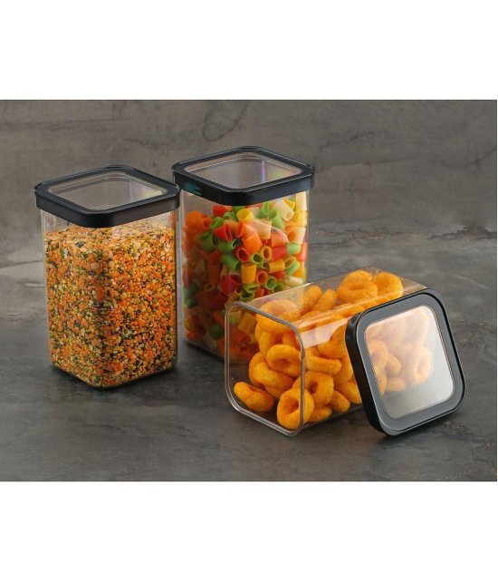 iview kitchenware Food/Pulse/Grocery PET Black Dal Container ( Set of 6 ) - Black