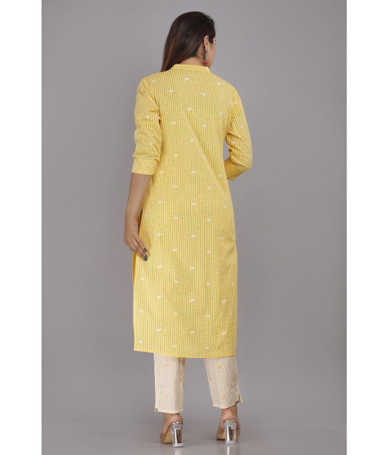 HIGHLIGHT FASHION EXPORT - Yellow Straight Cotton Womens Stitched Salwar Suit ( Pack of 1 ) - None