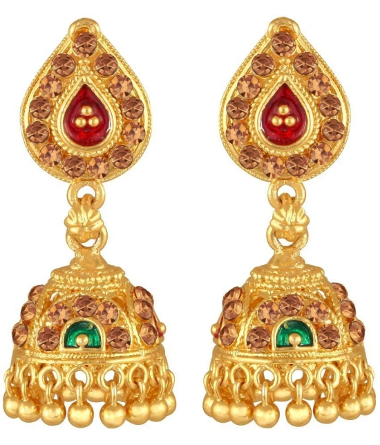 VIVASTRI Golden Jhumki Earrings ( Pack of 1 ) - Golden