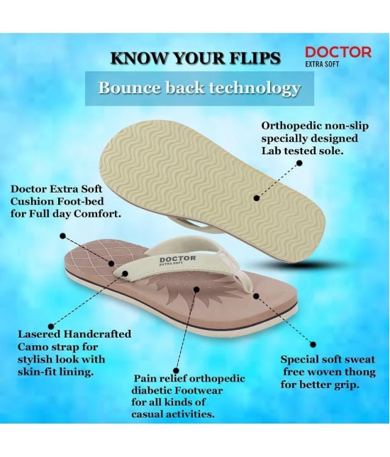 DOCTOR EXTRA SOFT - Khaki Womens Thong Flip Flop - None