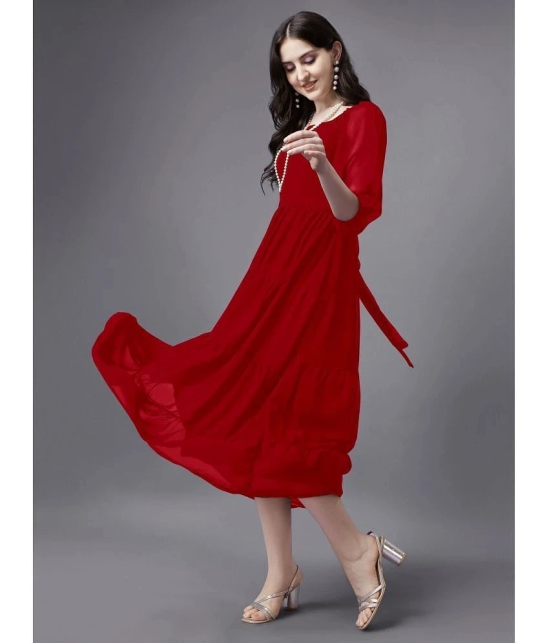 JASH CREATION - Red Georgette Womens Gown ( Pack of 1 ) - None