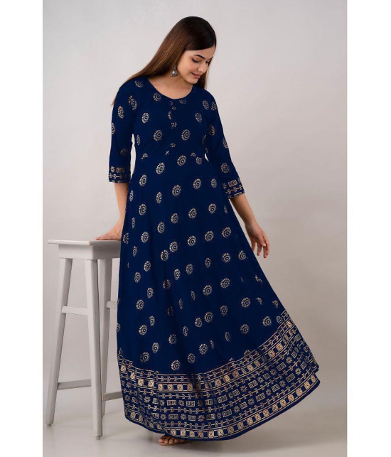 Kapadia - Navy Blue Rayon Womens Anarkali Kurti ( Pack of 1 ) - None