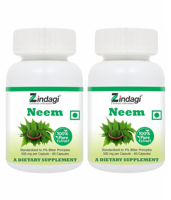 Zindagi Zindagi Neem Extract Capsules - Viral Free And Health Supplement - Neem Capsules 120 gm Multivitamins Capsule Pack of 2