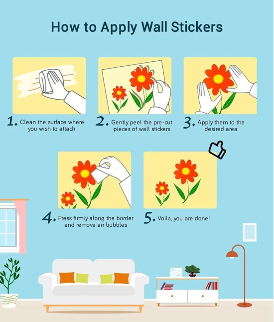 Decor Villa AC Sticker Split Air Conditioner Sticker Floral Sticker ( 21 x 91 cms )