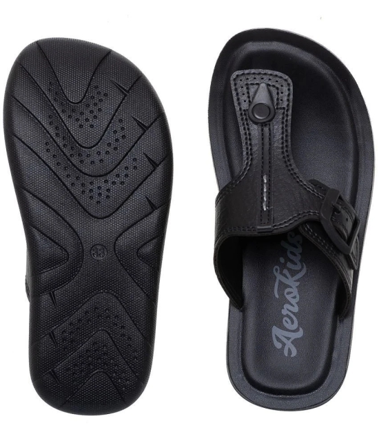 Aerokids Stylish Fashion Slipper for Boys | Comfortable | Lightweight | Anti Skid | Casual Office Footwear (CS95_BLACK_36) - None