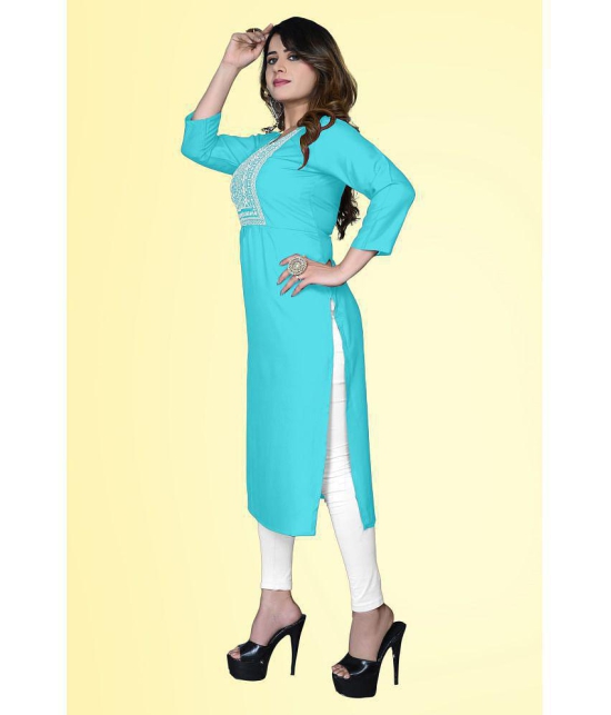 HAYA - Light Blue Rayon Women's Straight Kurti ( Pack of 1 ) - None