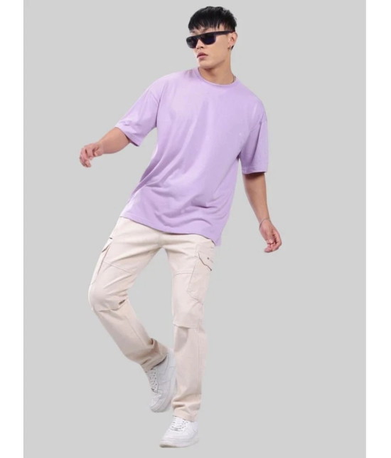 AKTIF Cotton Blend Oversized Fit Solid Half Sleeves Mens T-Shirt - Lavender ( Pack of 1 ) - None