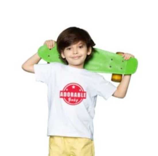 Boys Cotton Adorable Baby Half Sleeve TShirt (White) PID41500