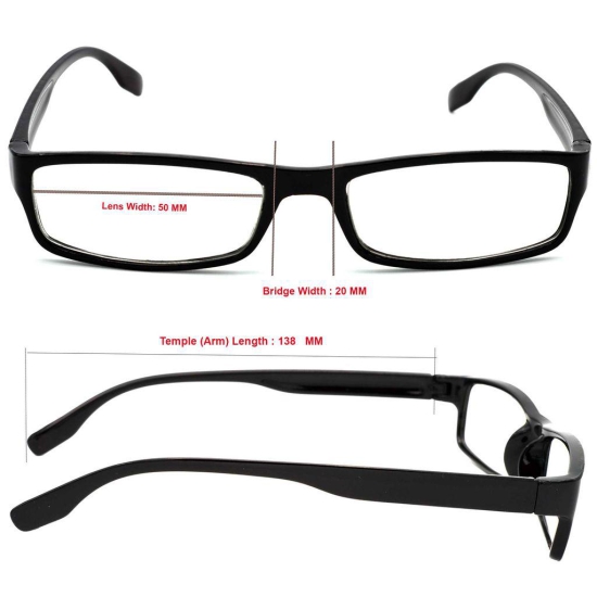 Hrinkar Rectangle Full Rim Portable +1.00 Reading Glasses For Men And Women (Black Frame, +1.00, Near Vision) - HRD01