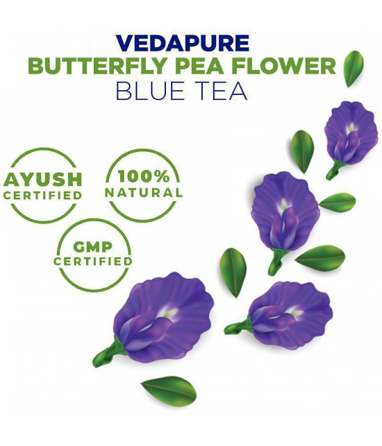 Vedapure Natural Blue Tea, Butterfly Pea Flower Iced Teas, Coolers, Cocktails Horeca- 25 g (Pack of 2)