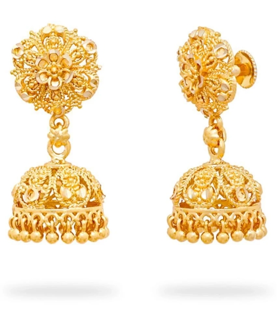 LUV FASHION Golden Jhumki Earrings ( Pack of 1 ) - Golden