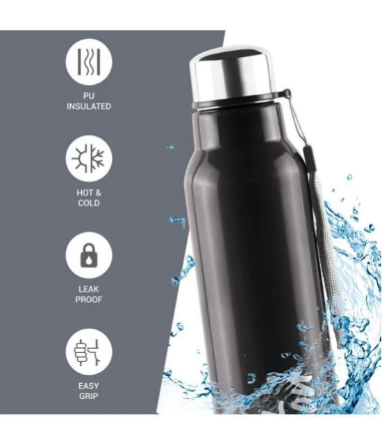 Milton Steel Fit 900 Insulated Inner Stainless Steel Water Bottle, 1 Piece, 630 ml, Black | Easy Grip | Leak Proof | Hot or Cold | School | Office | Gym | Hiking | Treking | Travel Bottle - 