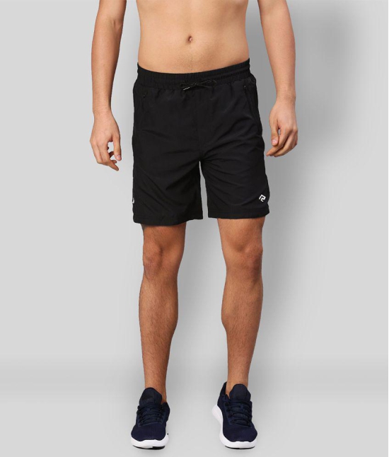 RANBOLT Black Polyester Lycra Running Shorts - None