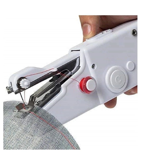 Sachin Sales Creation Handy Stitch Sewing Machines for Home Tailoring use, AC/DC Electric Mini Portable Cordless Stitching Machine Handheld Manual Machine (White, Stapler)