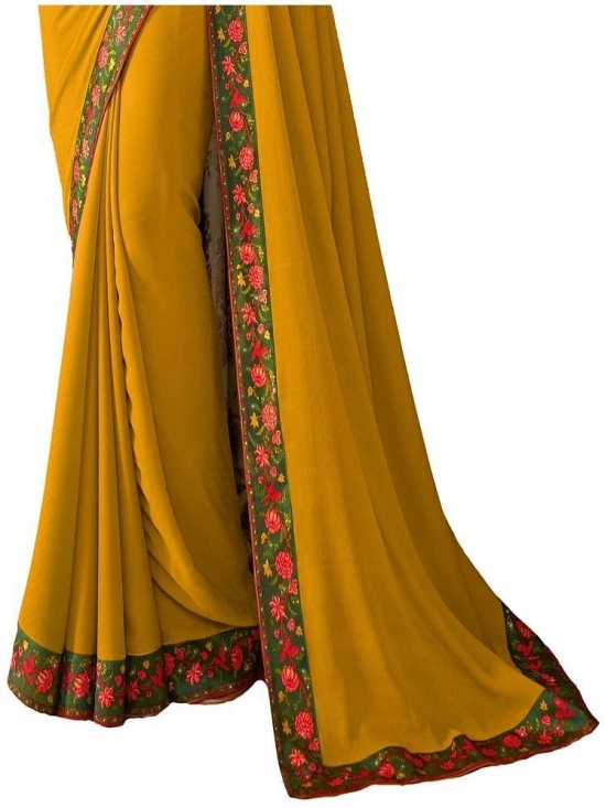 Gazal Fashions Georgette Printed Saree With Blouse Piece - Mustard ( Pack of 1 ) - Mustard