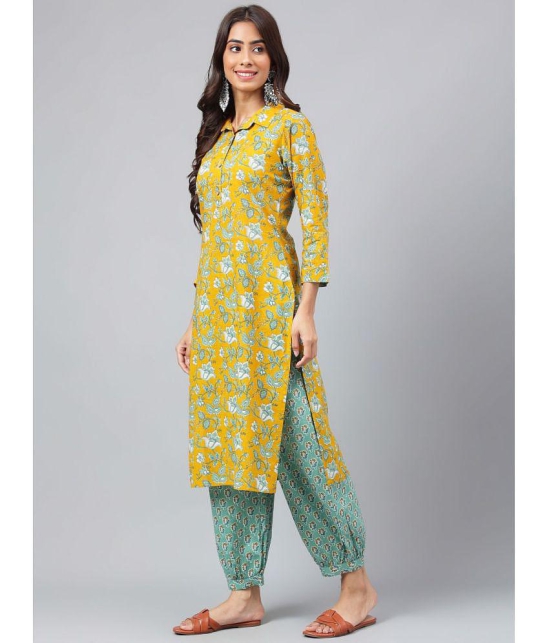 Janasya - Mustard Straight Cotton Women's Stitched Salwar Suit ( Pack of 1 ) - None