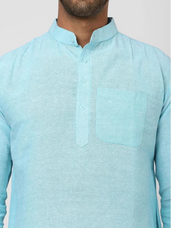 DESHBANDHU DBK - Turquoise Cotton Blend Mens Regular Kurta ( Pack of 1 ) - None