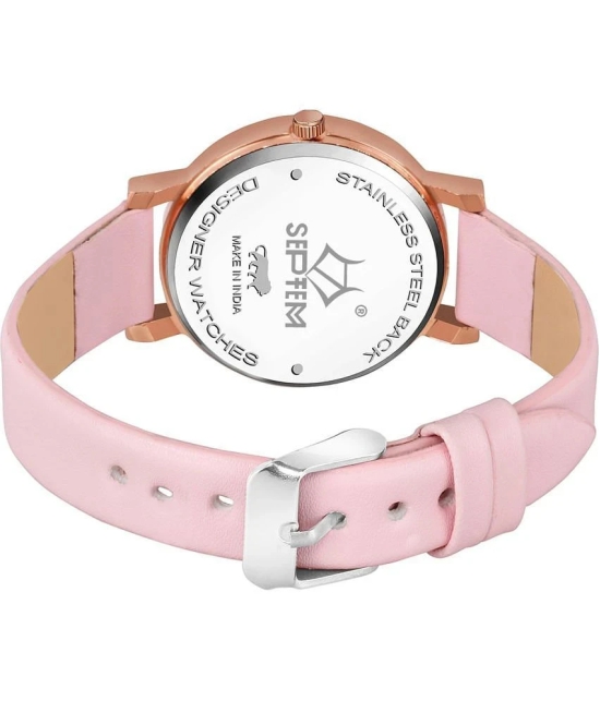 Septem Pink Leather Analog Womens Watch