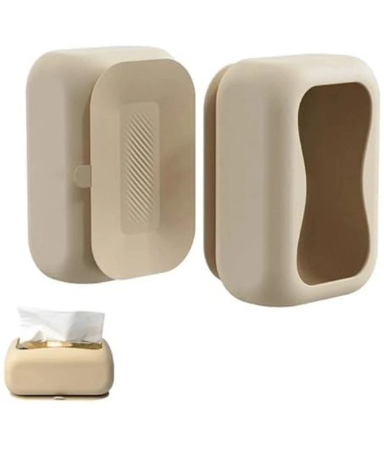 DMDENT Silicone Tissue Box Strong Suction Cup Tissue Paper Box Desk Tissue Box Wall Mount Tissue Box Under Desk Space Saving Under Desk Tissue Paper Box for Dressing Table, Desk, Office