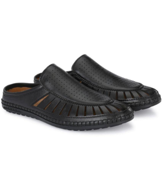 ShoeRise - Black Men's Toe covered Flip Flop - None