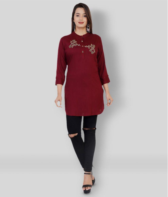 HIGHLIGHT FASHION EXPORT - Red Rayon Women''s Straight Kurti - XXL