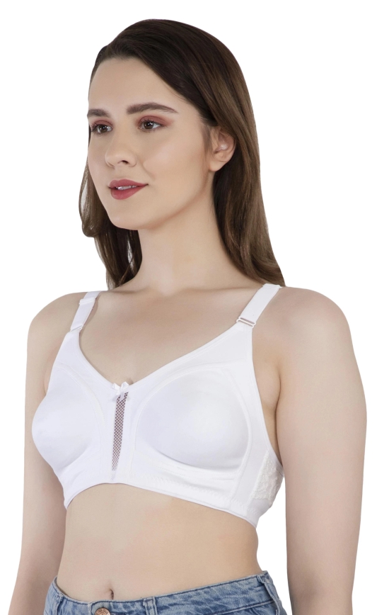 LacyLuxe Women Wirefree Seamless Non Padded Full Coverage Bra-32C / Peach / Cotton Spandex