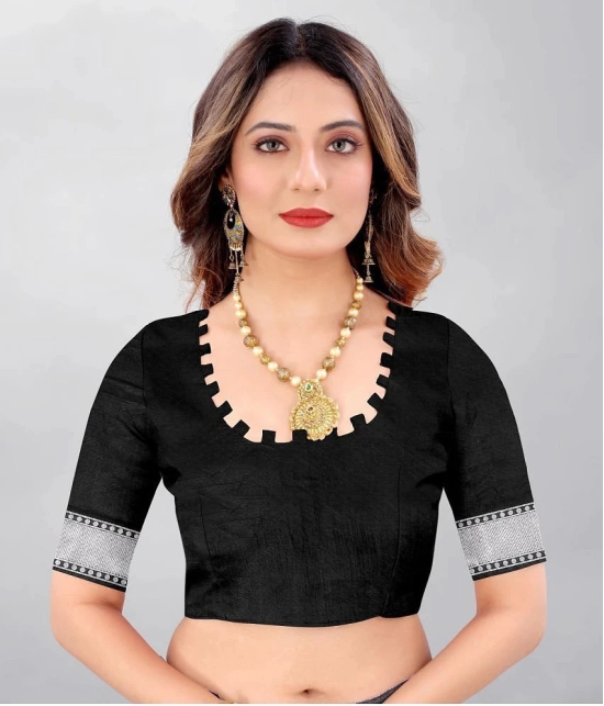 Gazal Fashions - Black Banarasi Silk Saree With Blouse Piece ( Pack of 1 ) - Black