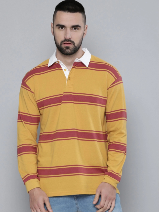 Auto Stripes Yellow Red Polo T-Shirt-XL / Yellow