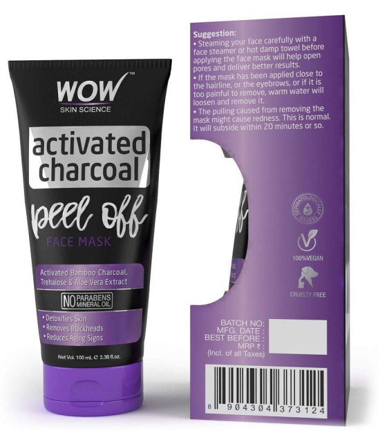 WOW Skin Science Activated Charcoal Face Mask - Peel Off - No Parabens & Mineral Oils (100mL)