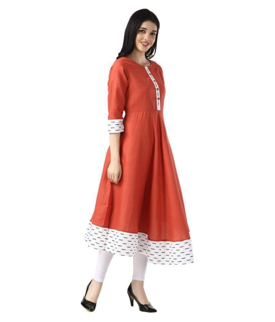 Estela - Orange Cotton Women's Flared Kurti ( Pack of 1 ) - 4XL