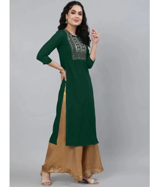 JASH CREATION - Green Rayon Womens Straight Kurti ( Pack of 1 ) - None