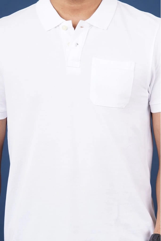 Men's White Pocket Polo T-Shirt