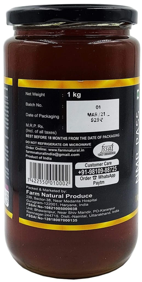 Farm Naturelle- Raw 100% Natural NMR Tested , Pass , Certified Wild Berry Honey (Sidr Honey)-Unique Honey from flowers of Wild Berries-Exquisite taste & Tonic for Men?s Vigour, Vitality & Wellness (1 Kg)