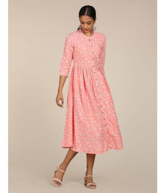 Karigari Cotton Pink Fit And Flare Dress - - S