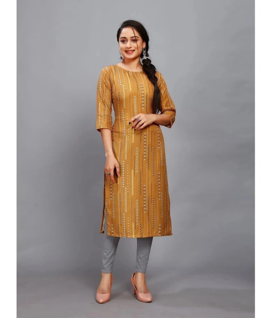 RIAANA Rayon Printed Straight Womens Kurti - Mustard ( Pack of 1 ) - None