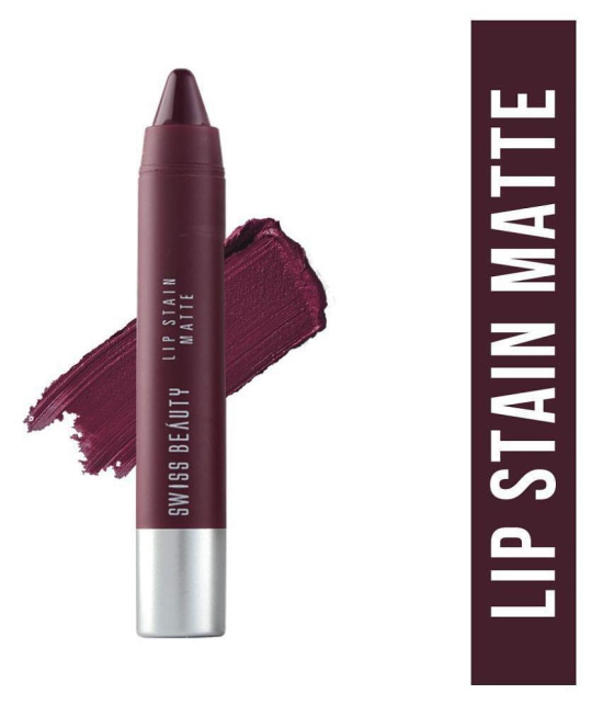 Swiss Beauty Lip Stain Matte Lipstick Lipstick (Burgundy), 3.4gm