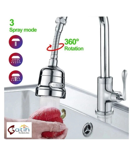 Gatih 360 Degree Rotating Water-Saving Sprinkler, Faucet Aerator, Adjustable Head Nozzle Splash-Proof Filter Extender Sprayer for Kitchen, Bathroom (Three Mode Long, Faucet Head with Nozzle 