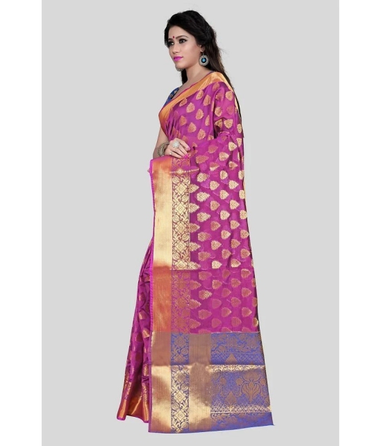 Gazal Fashions - Pink Banarasi Silk Saree With Blouse Piece ( Pack of 1 ) - Pink