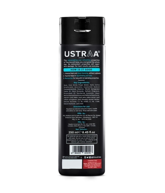 Ustraa Body Wash 750ml - Green Clay, Activated Charcoal and Taurine