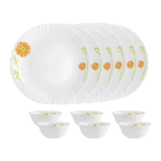 Cello Opalware Dazzle Series Round Dinner Set | Set of 12 Pcs