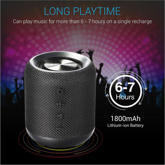 Portronics Sound Drum:Portable Bluetooth 4.2 Speaker Aux, inbuilt Mic ,Black (POR 871) - Black