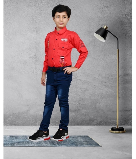 Arshia Fashions Pack of 1 Boys Denim Shirt & Jeans ( Red ) - None