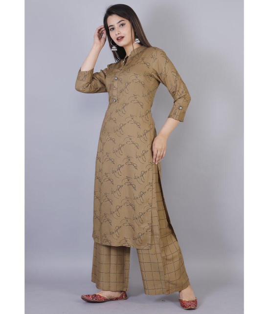 HIGHLIGHT FASHION EXPORT - Brown Straight Rayon Womens Stitched Salwar Suit ( Pack of 1 ) - None