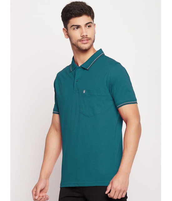 UNIBERRY - Teal Blue Cotton Blend Regular Fit Mens Polo T Shirt ( Pack of 1 ) - None