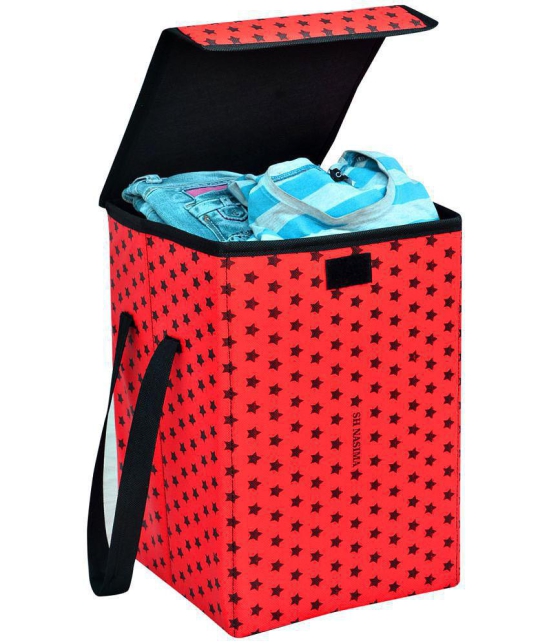 SH NASIMA Laundry Star Printed 45 L - Red Laundry Bag