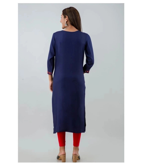 Lee Moda - Blue Rayon Womens Straight Kurti - XXL